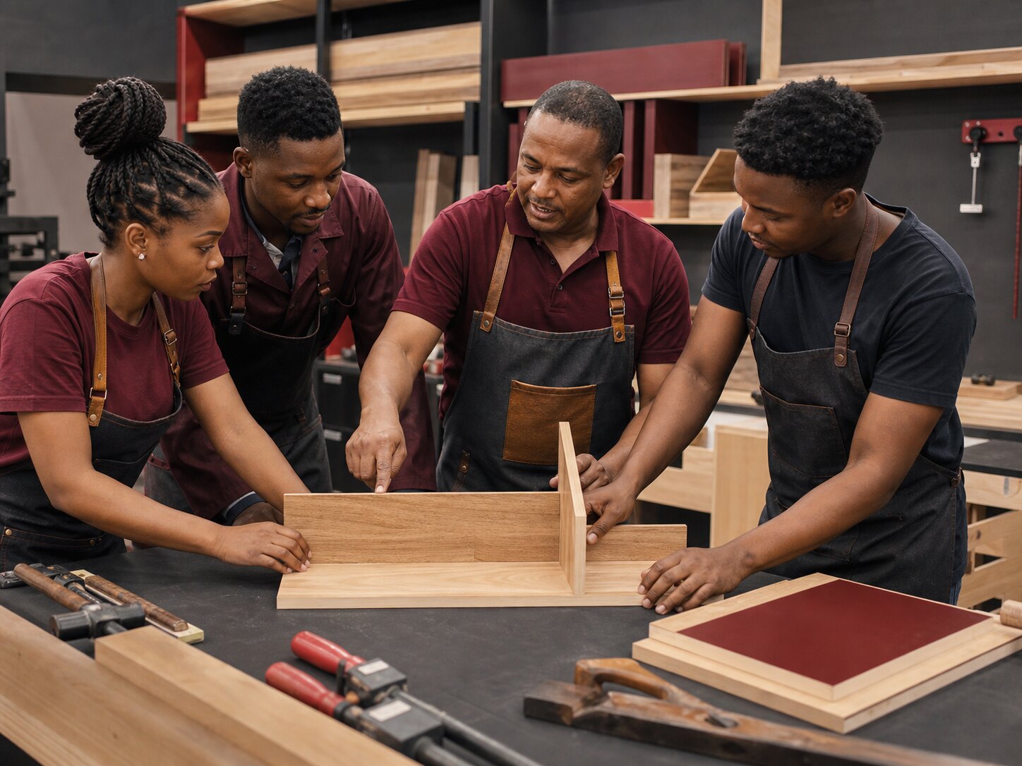 Craftsperson working with wood in a carpentry workshop